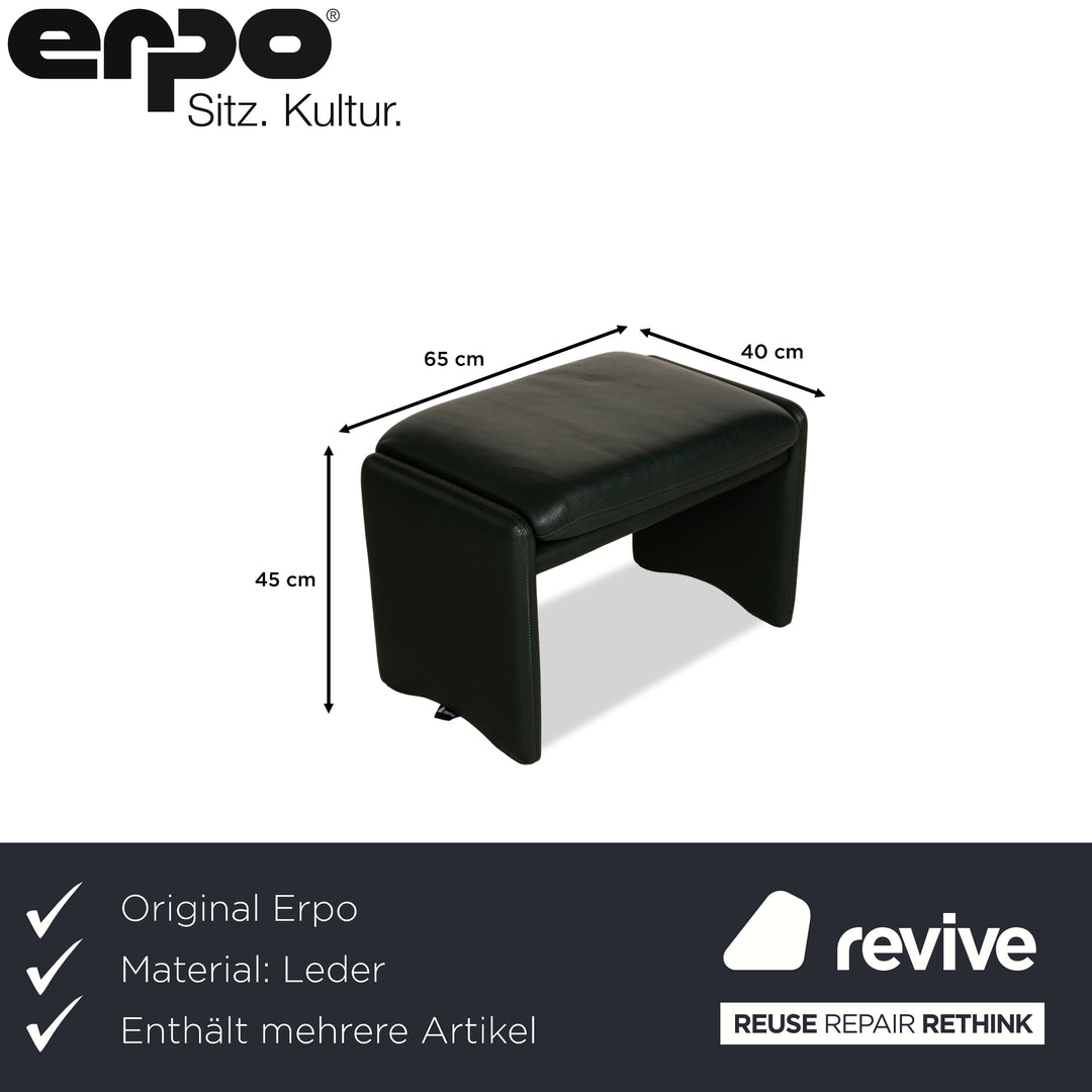 Erpo City Leder Zweisitzer + Sessel + Hocker Grün Sofa Couch manuelle Funktion