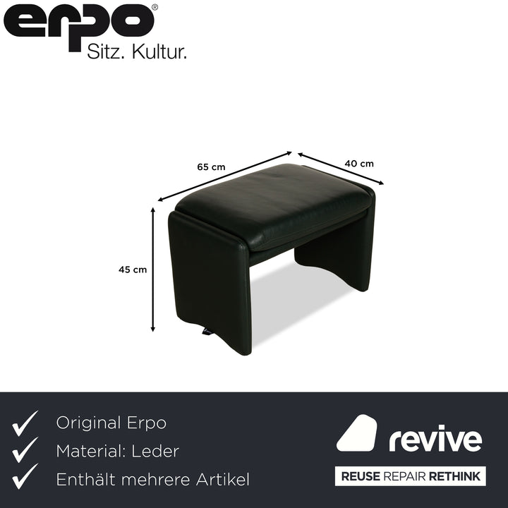 Erpo City Leder Zweisitzer + Sessel + Hocker Grün Sofa Couch manuelle Funktion