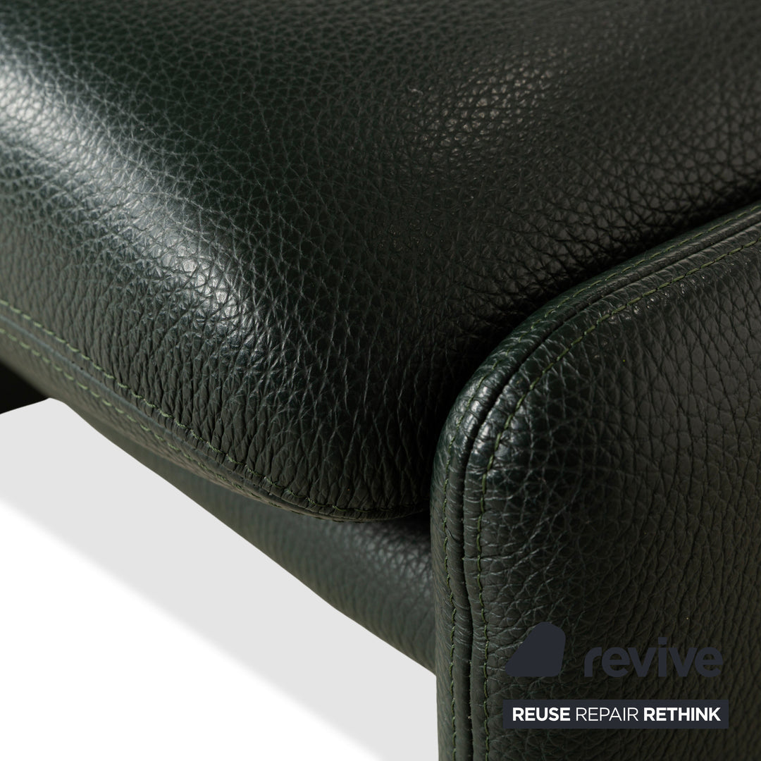 Erpo City Leder Zweisitzer + Sessel + Hocker Grün Sofa Couch manuelle Funktion