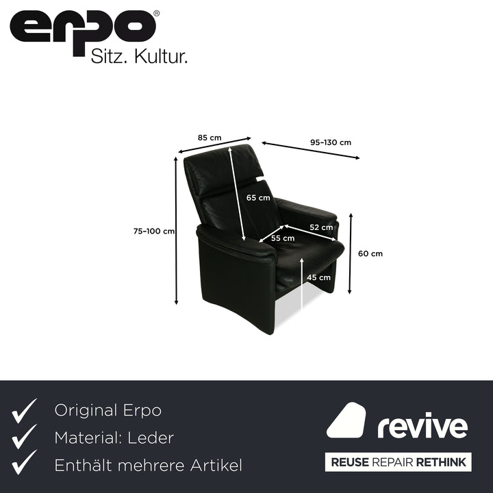 Erpo City Leder Zweisitzer + Sessel + Hocker Grün Sofa Couch manuelle Funktion