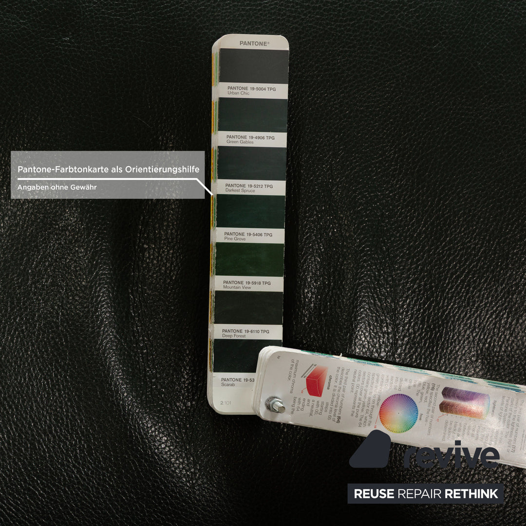 Erpo City Leder Zweisitzer + Sessel + Hocker Grün Sofa Couch manuelle Funktion