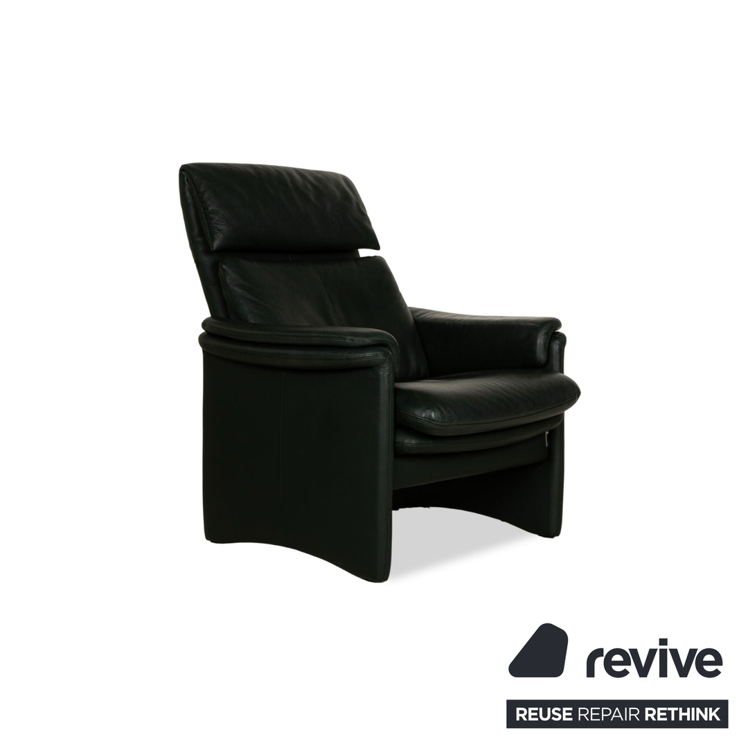 Erpo City Leder Zweisitzer + Sessel + Hocker Grün Sofa Couch manuelle Funktion