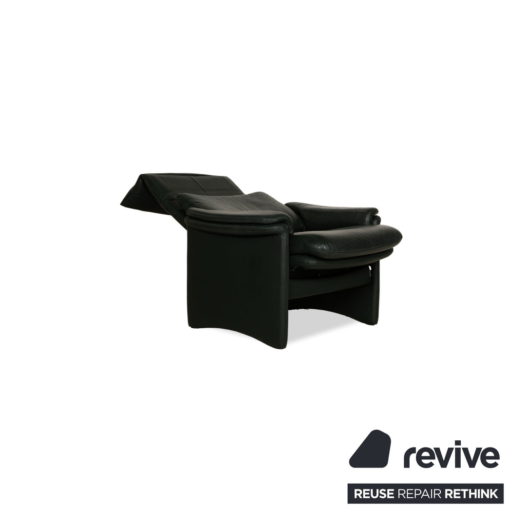 Erpo City Leder Zweisitzer + Sessel + Hocker Grün Sofa Couch manuelle Funktion