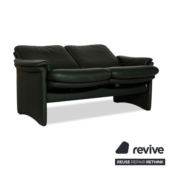 Erpo City Leder Zweisitzer + Sessel + Hocker Grün Sofa Couch manuelle Funktion