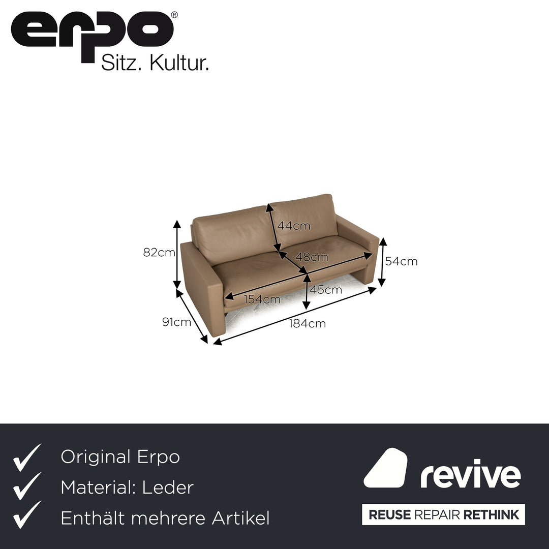 Erpo CL 100 / 140 Leder Sofa Garnitur Creme Dreisitzer 2x Sessel Couch