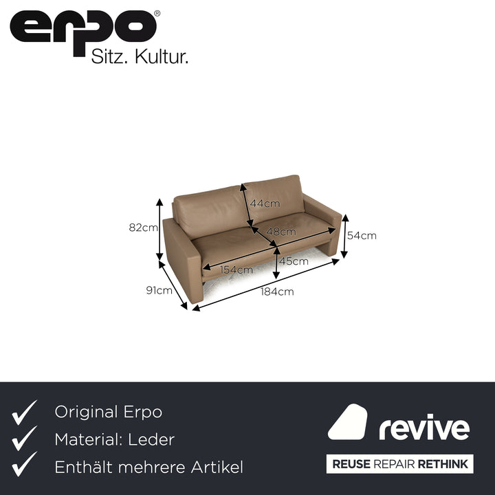 Erpo CL 100 / 140 Leder Sofa Garnitur Creme Dreisitzer 2x Sessel Couch