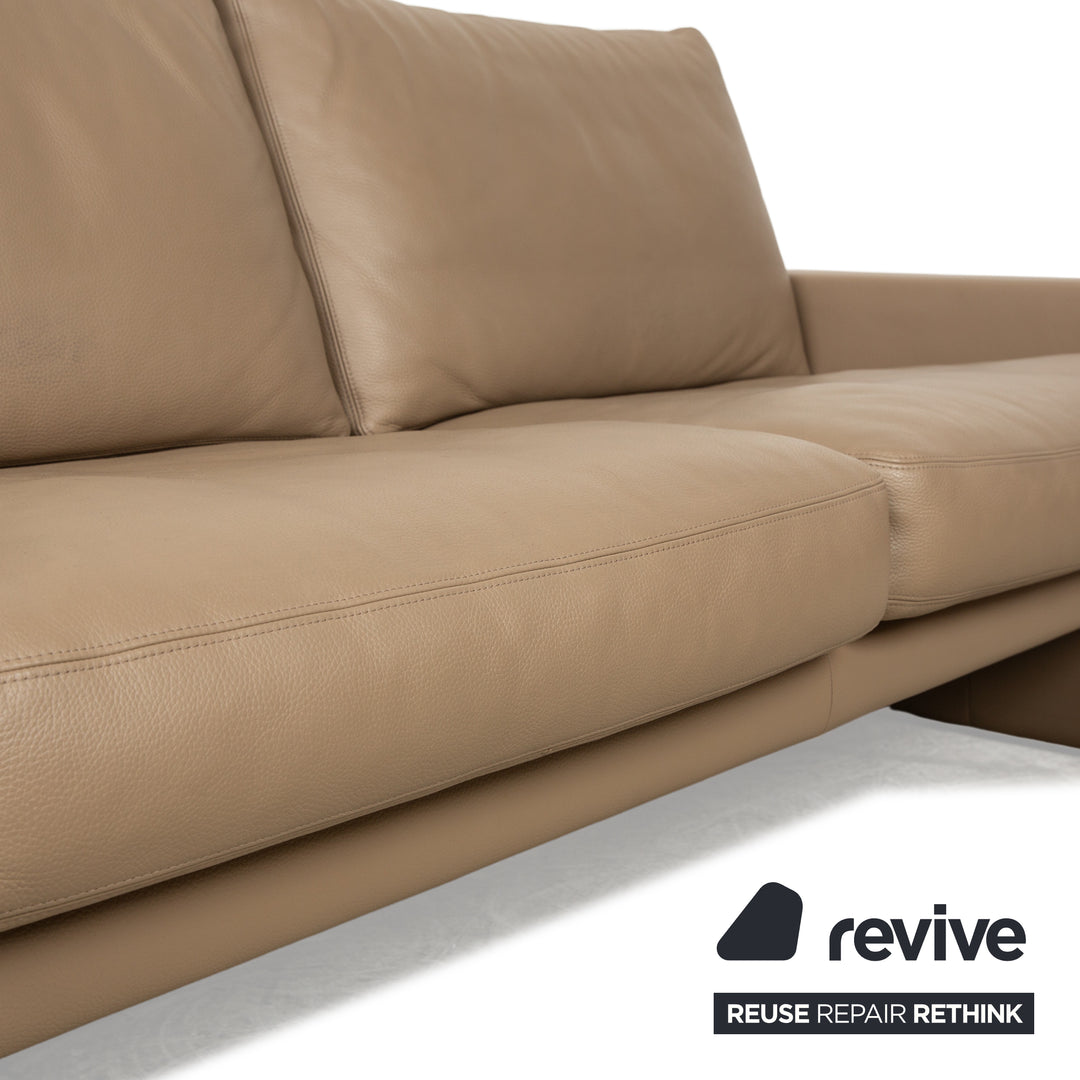 Erpo CL 100 / 140 Leder Sofa Garnitur Creme Dreisitzer 2x Sessel Couch