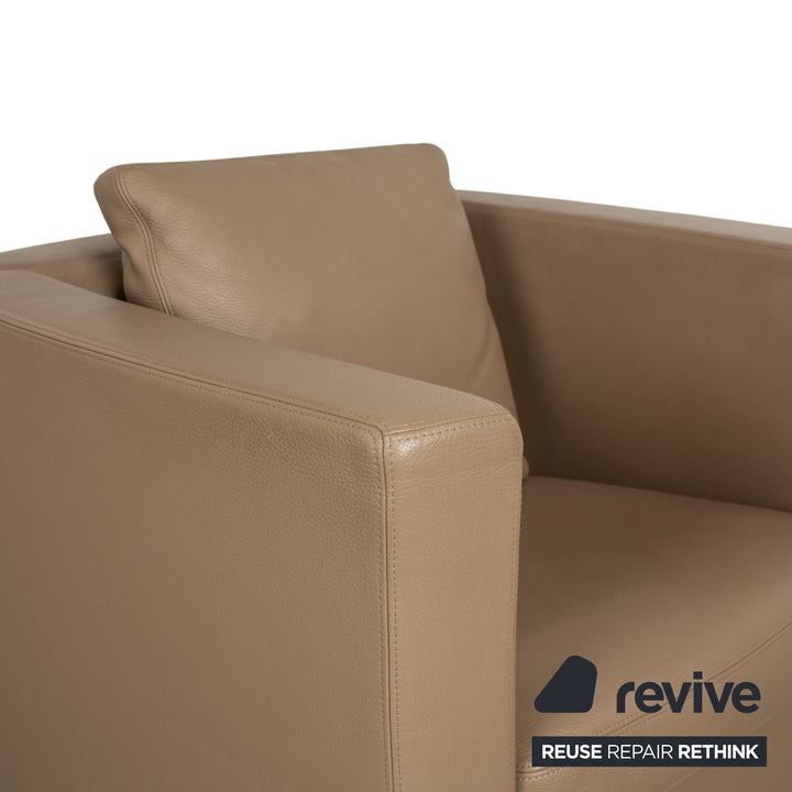 Erpo CL 100 / 140 Leder Sofa Garnitur Creme Dreisitzer 2x Sessel Couch