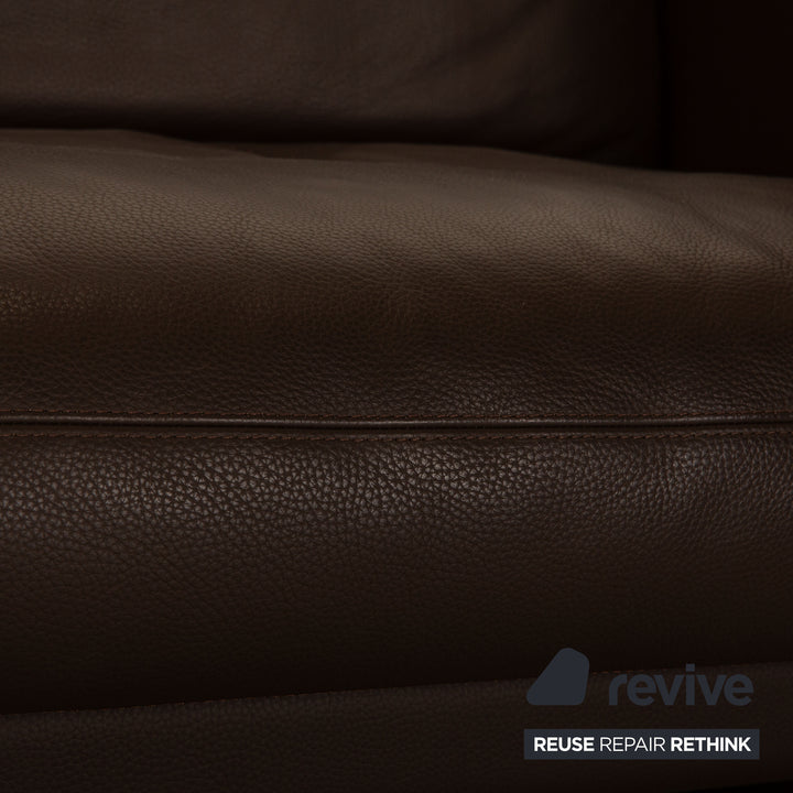 Erpo CL 100 Leather Three-Seater Brown Sofa Couch