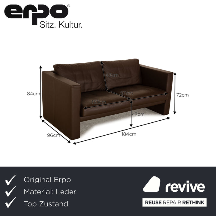 Erpo CL 100 Leather Three-Seater Brown Sofa Couch