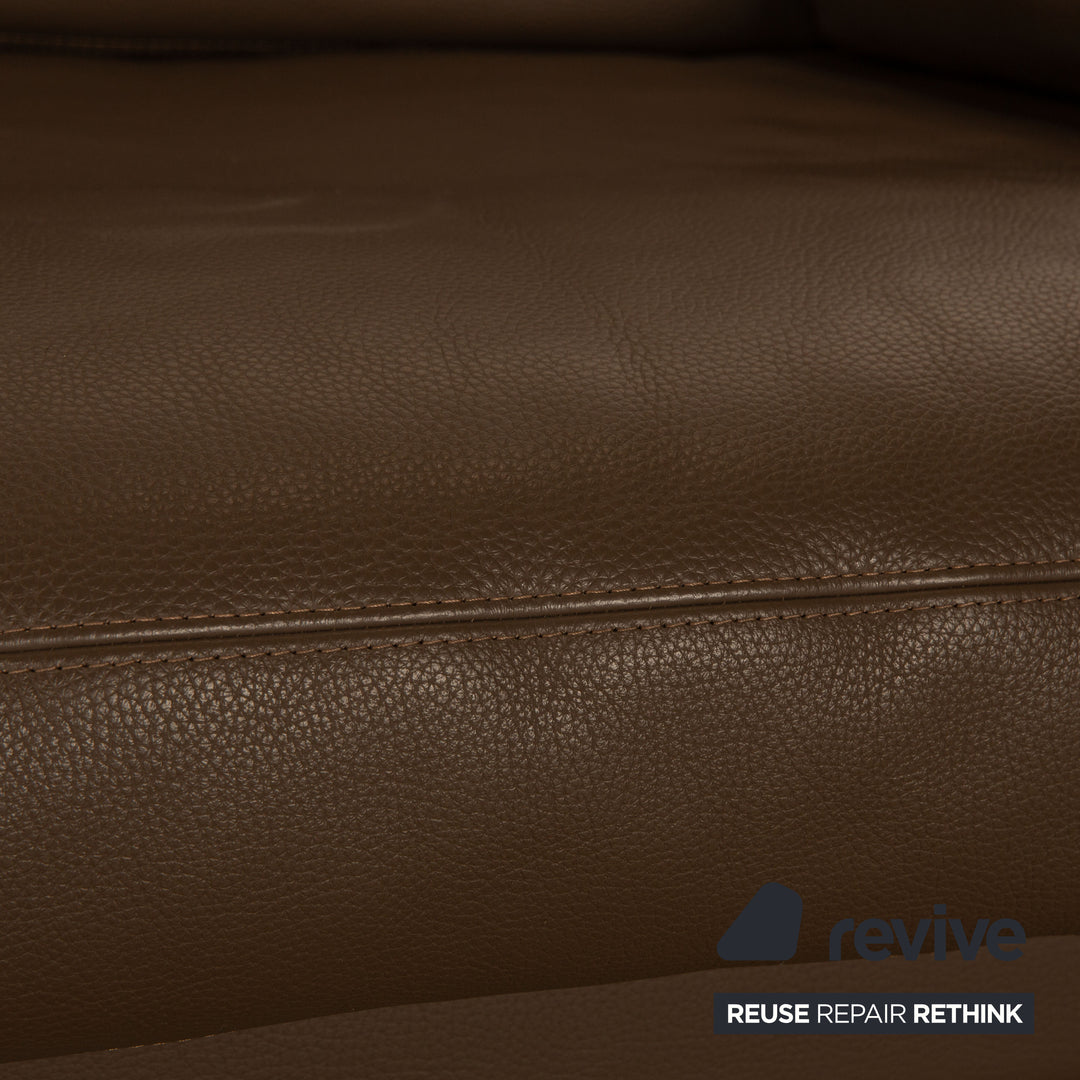 Erpo CL 100 Leder Dreisitzer Braun Sofa Couch inkl. Kopfstütze