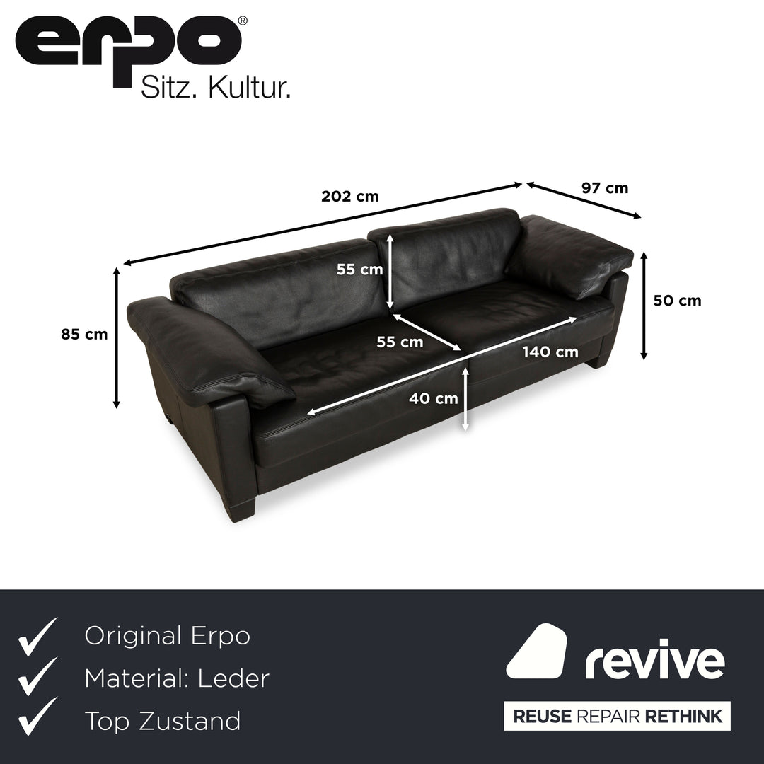 Erpo CL 100 Leder Dreisitzer Schwarz Sofa Couch