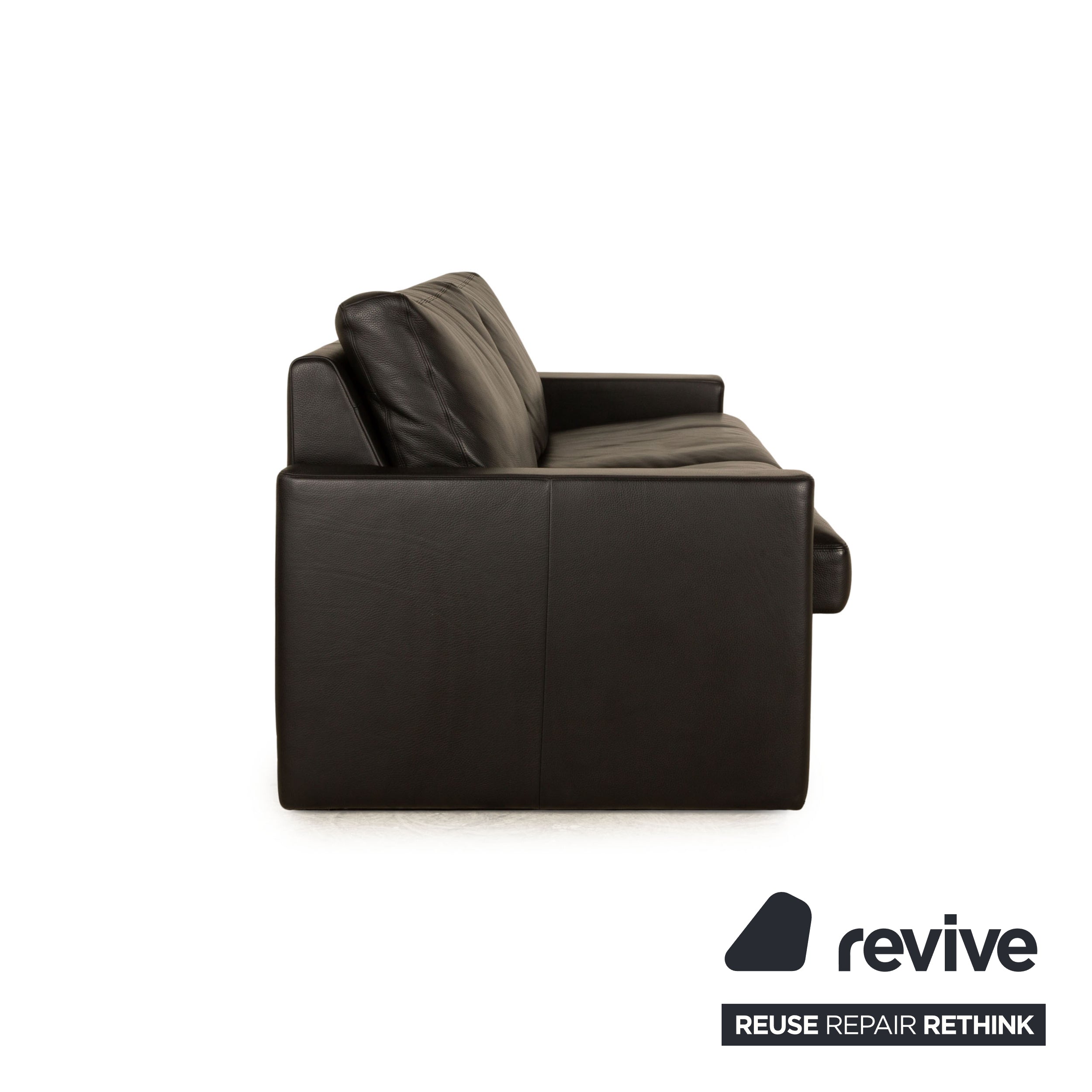 Erpo CL 100 Leather Three Seater Black Sofa Couch