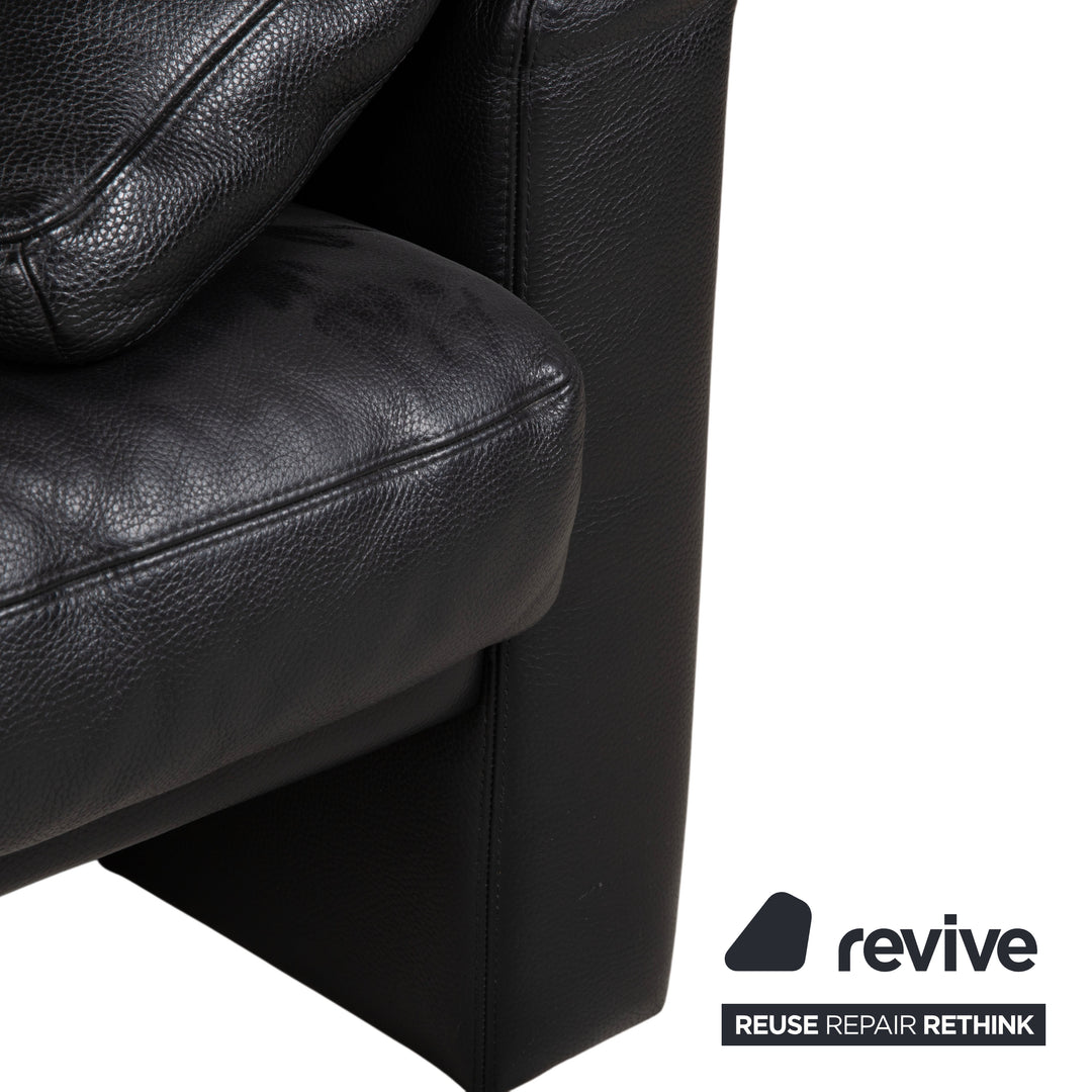 Erpo CL 100 Leather Three Seater Black Sofa Couch