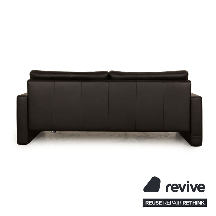 Erpo CL 100 Leather Three Seater Black Sofa Couch