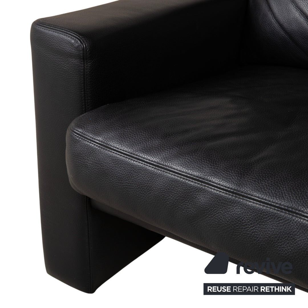 Erpo CL 100 Leather Three Seater Black Sofa Couch