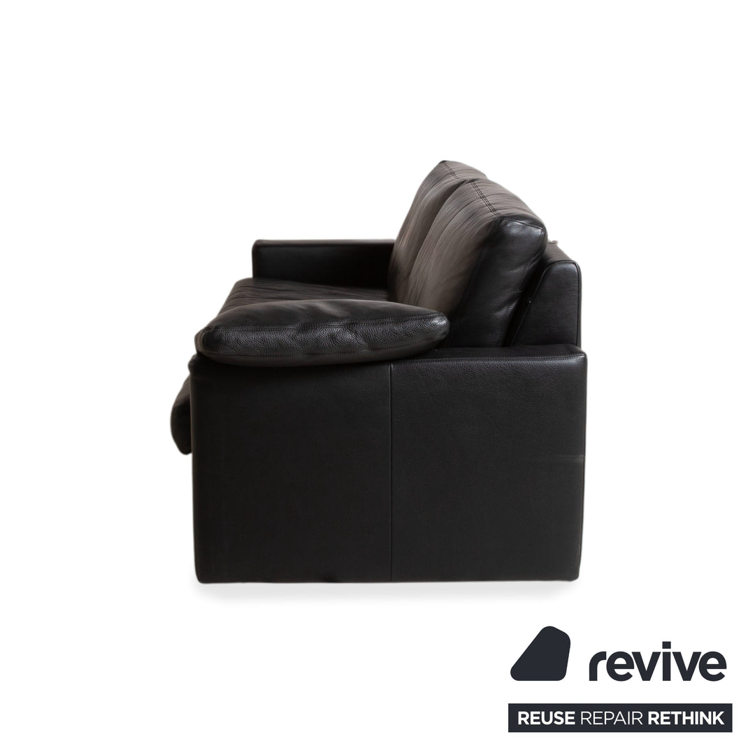 Erpo CL 100 Leather Three Seater Black Sofa Couch