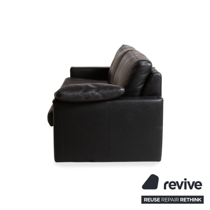 Erpo CL 100 Leather Three Seater Black Sofa Couch