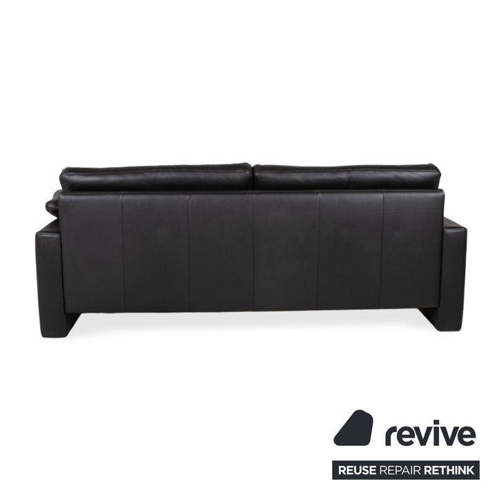 Erpo CL 100 Leather Three Seater Black Sofa Couch
