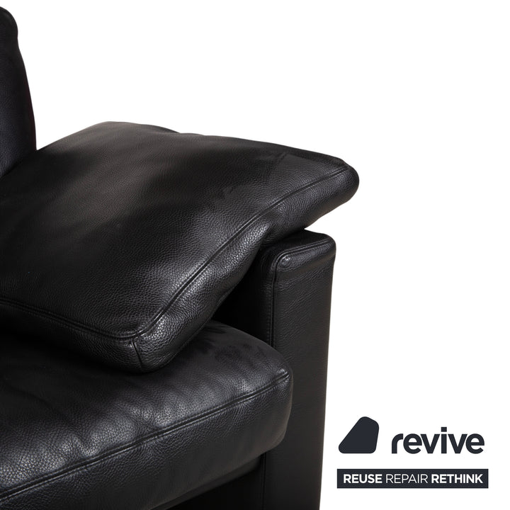 Erpo CL 100 Leather Three Seater Black Sofa Couch