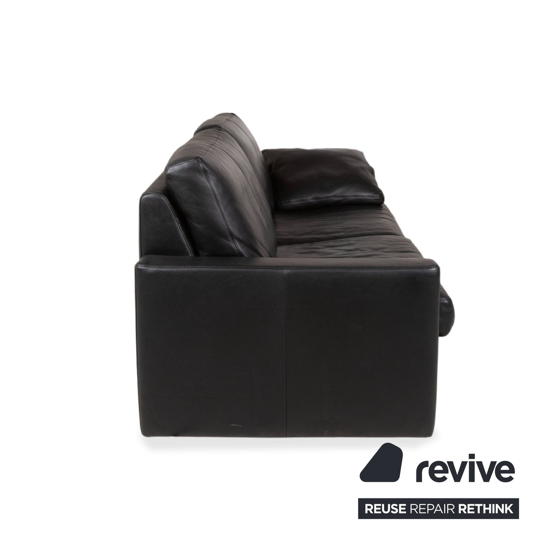 Erpo CL 100 Leather Three Seater Black Sofa Couch