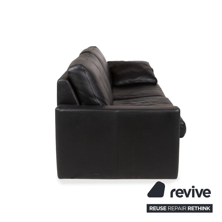 Erpo CL 100 Leather Three Seater Black Sofa Couch