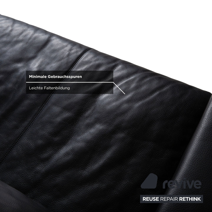 Erpo CL 100 Leather Three Seater Black Sofa Couch