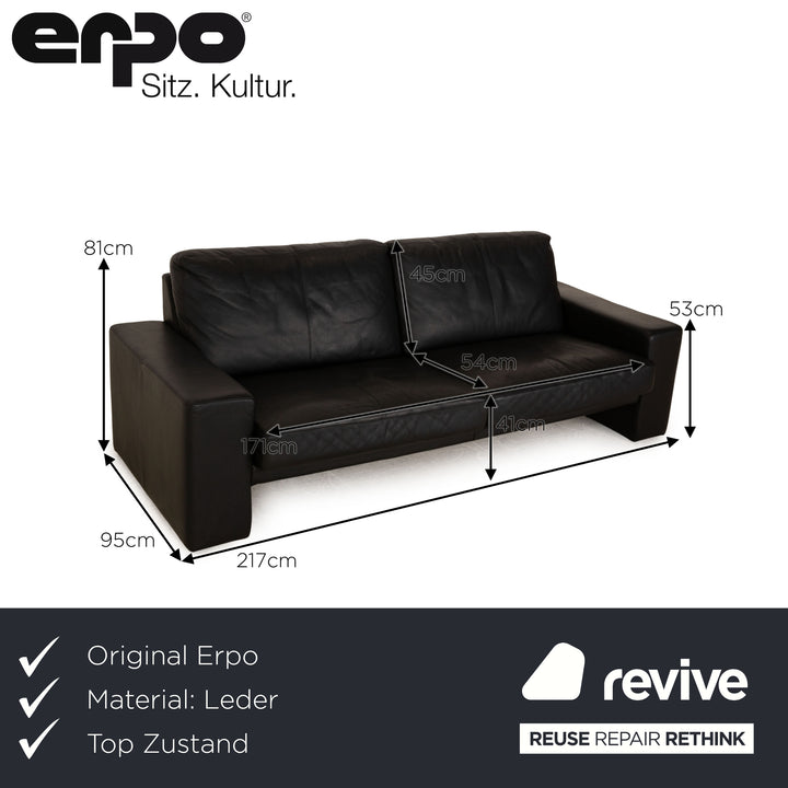 Erpo CL 100 Leder Dreisitzer Schwarz