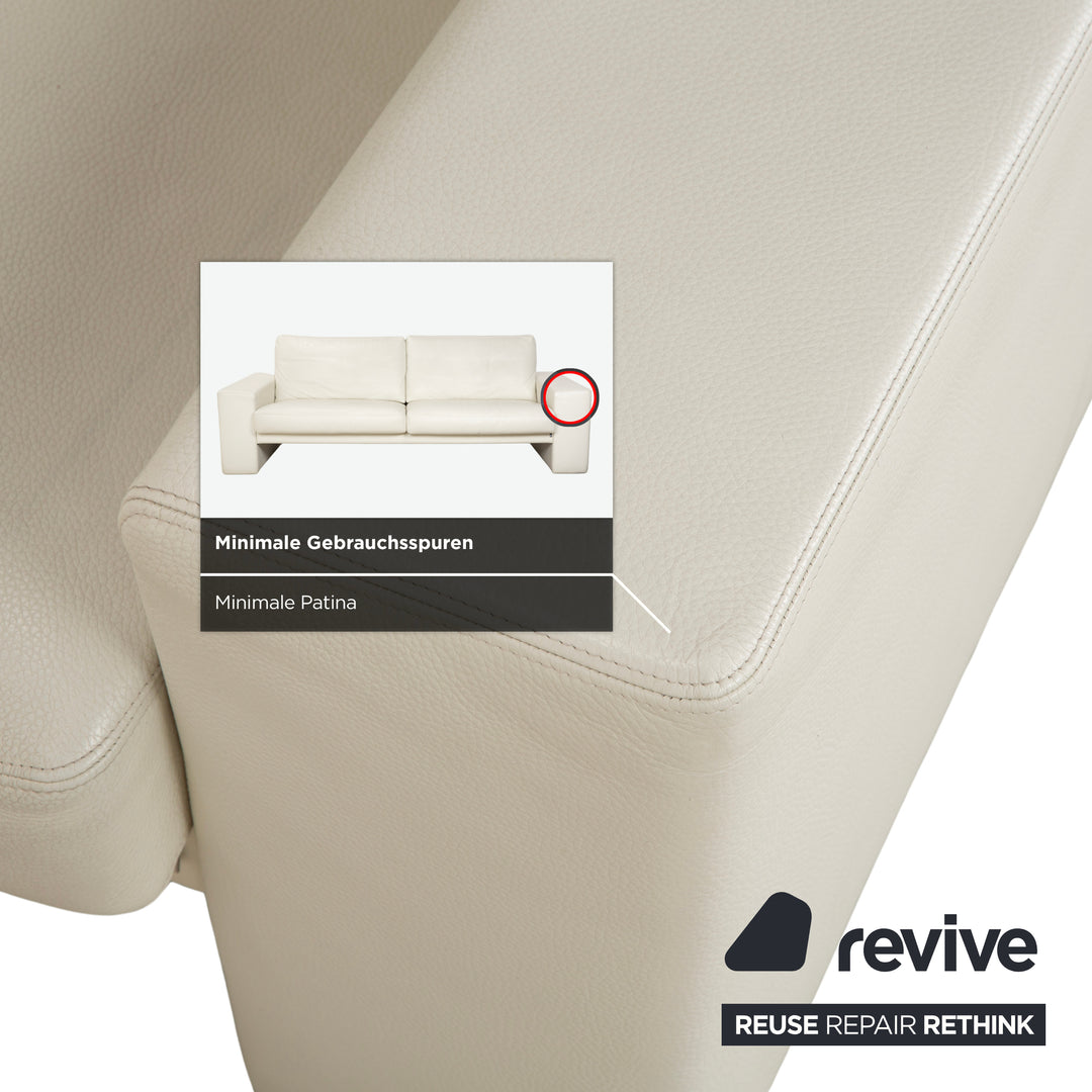 Canapé trois places en cuir Erpo CL 100, blanc beige crème