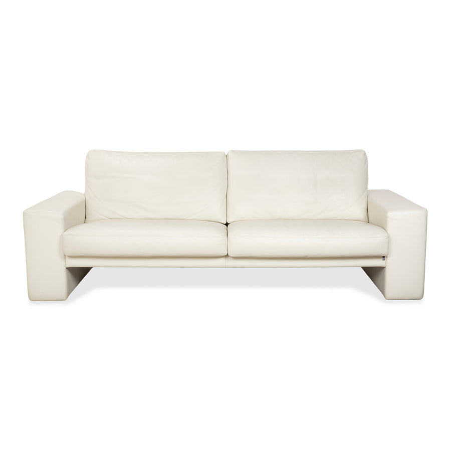 Canapé trois places en cuir Erpo CL 100, blanc beige crème