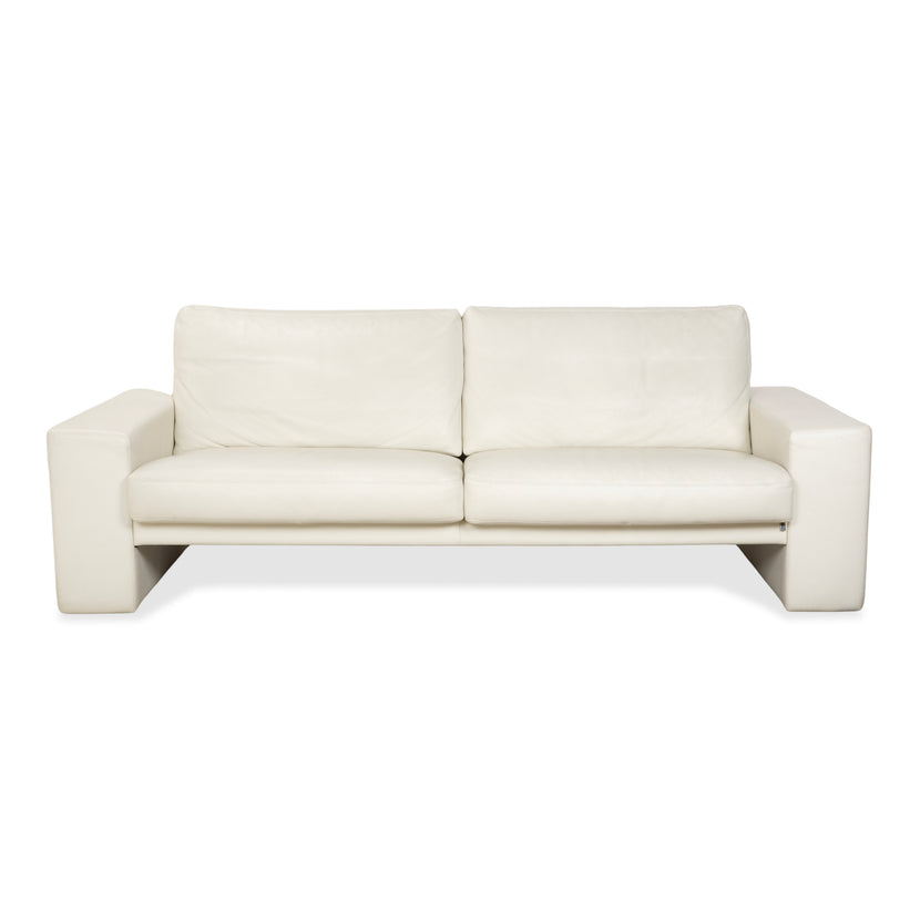 Canapé trois places en cuir Erpo CL 100, blanc beige crème