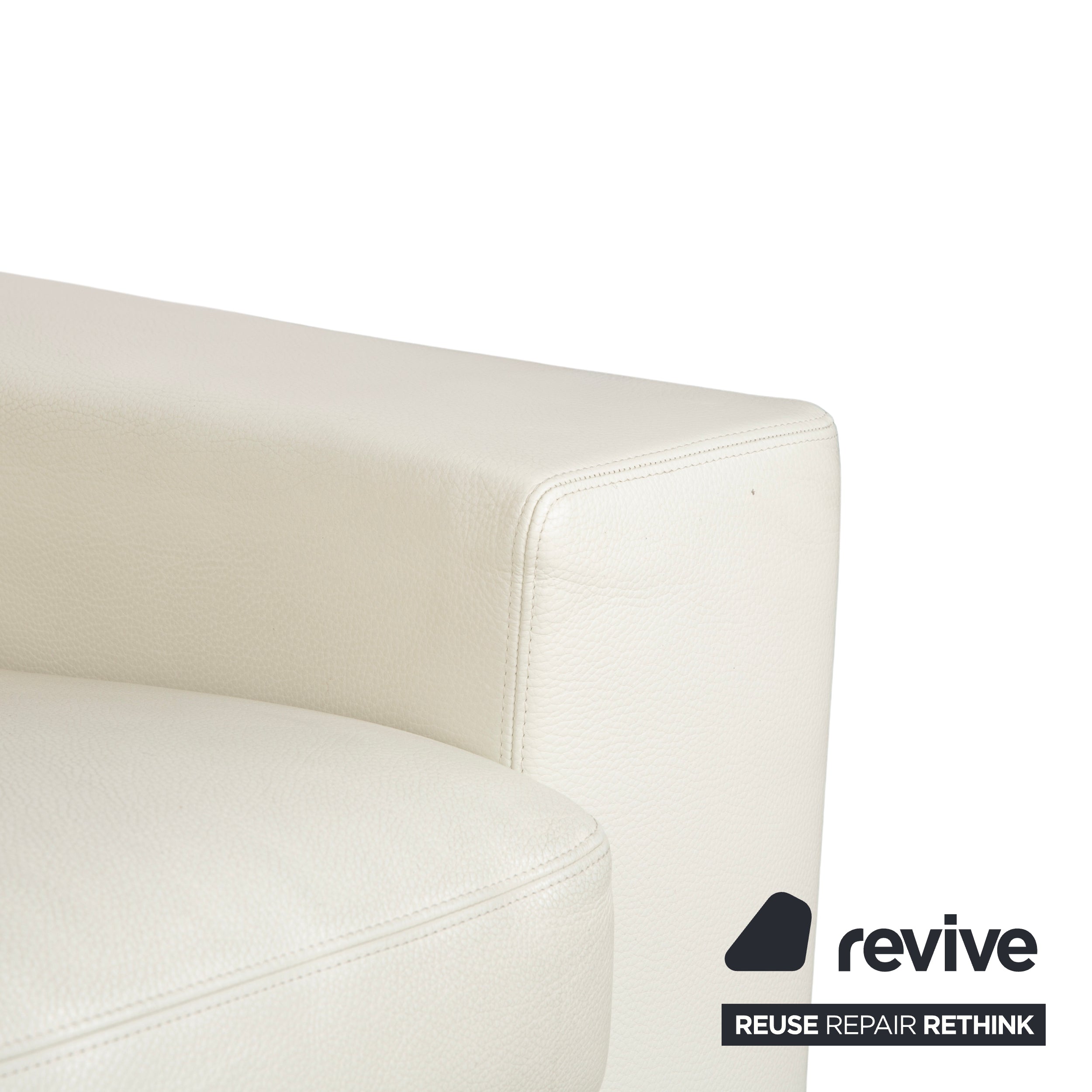 Canapé trois places en cuir Erpo CL 100, blanc beige crème