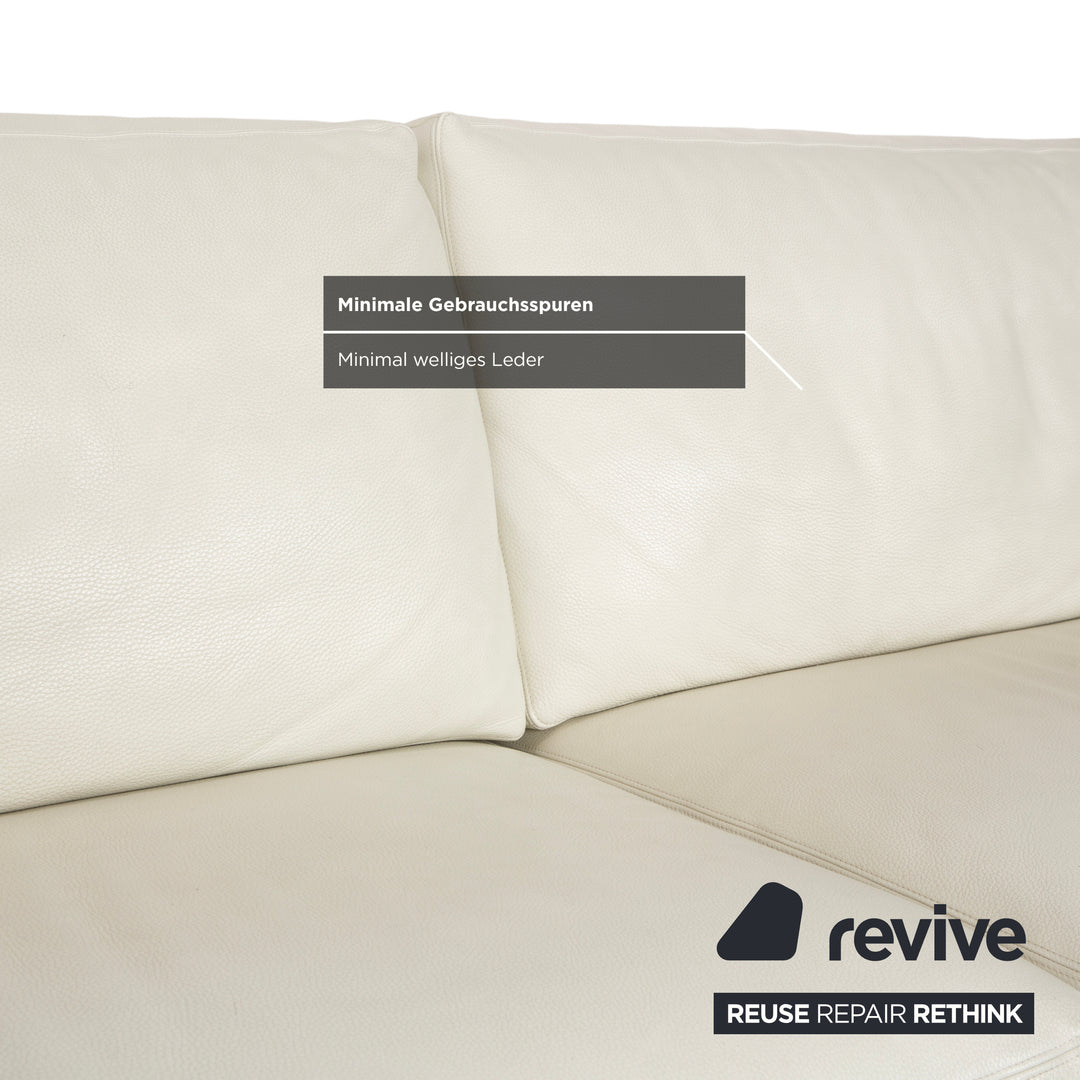 Canapé trois places en cuir Erpo CL 100, blanc beige crème