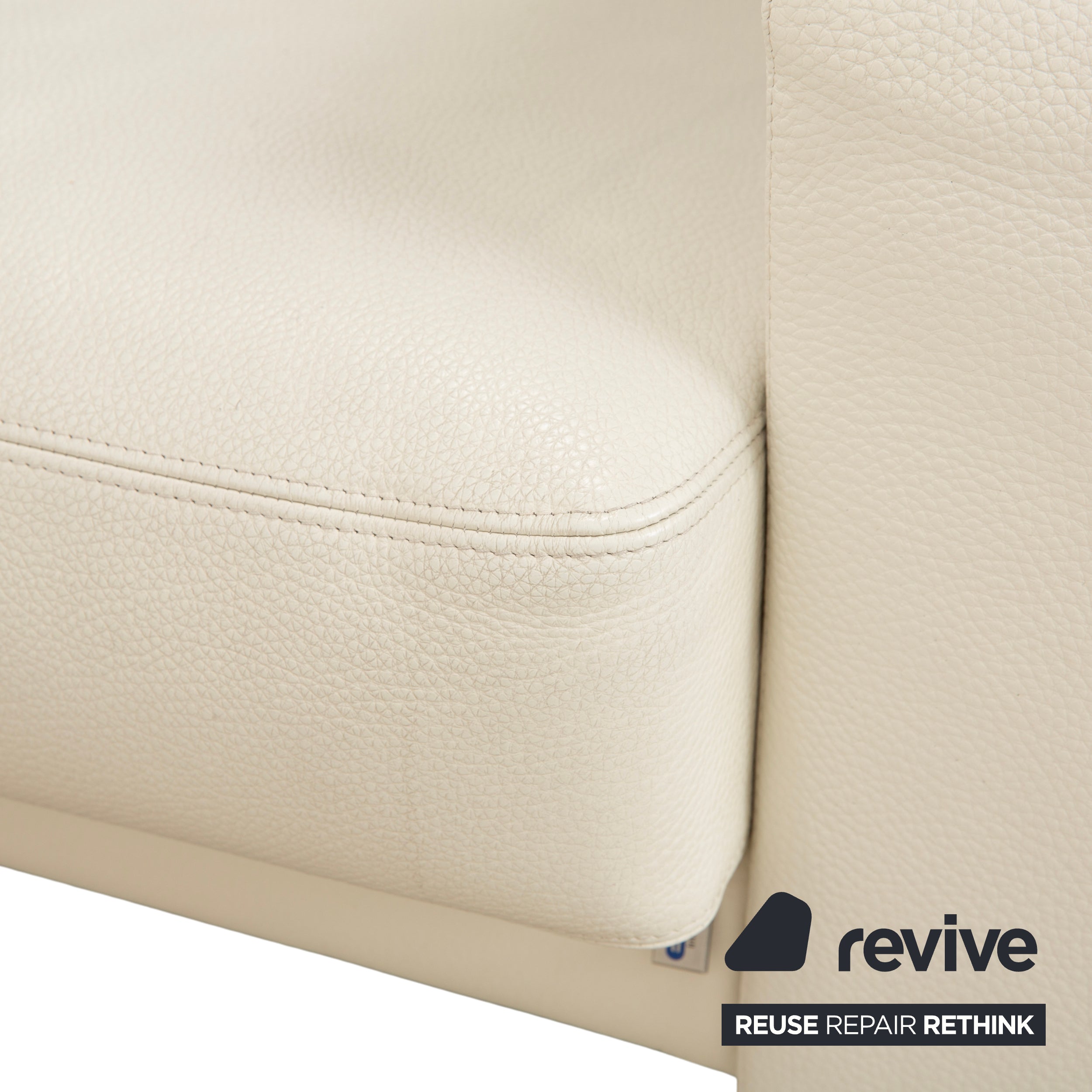 Canapé trois places en cuir Erpo CL 100, blanc beige crème