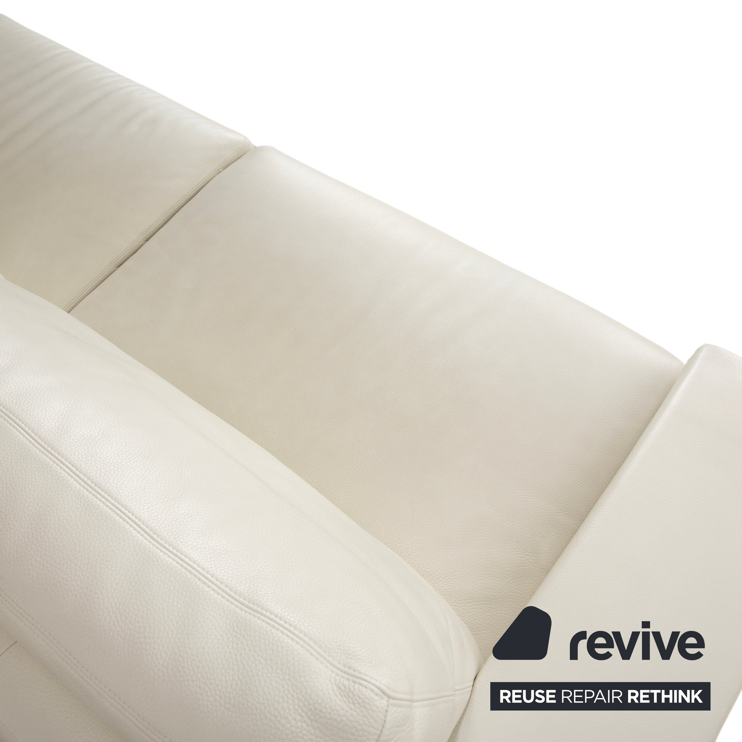 Canapé trois places en cuir Erpo CL 100, blanc beige crème