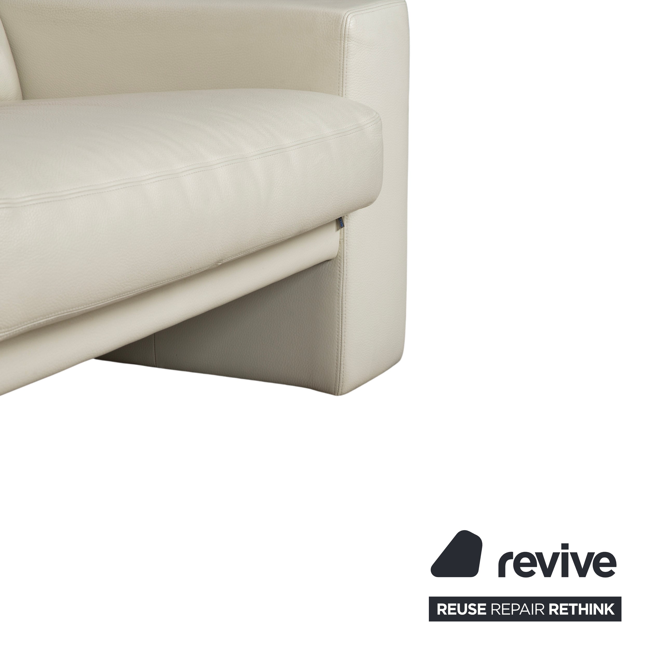 Canapé trois places en cuir Erpo CL 100, blanc beige crème