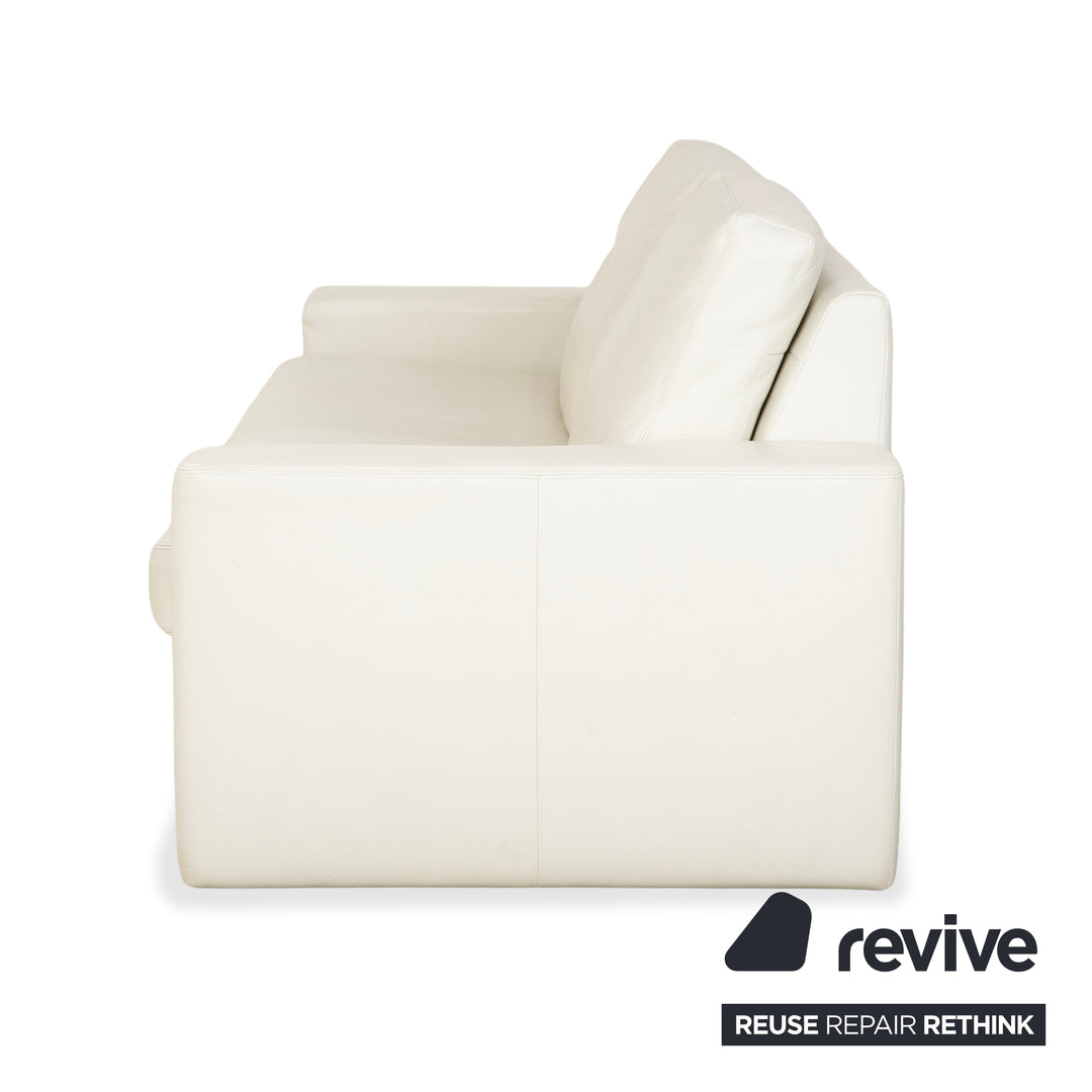 Canapé trois places en cuir Erpo CL 100, blanc beige crème