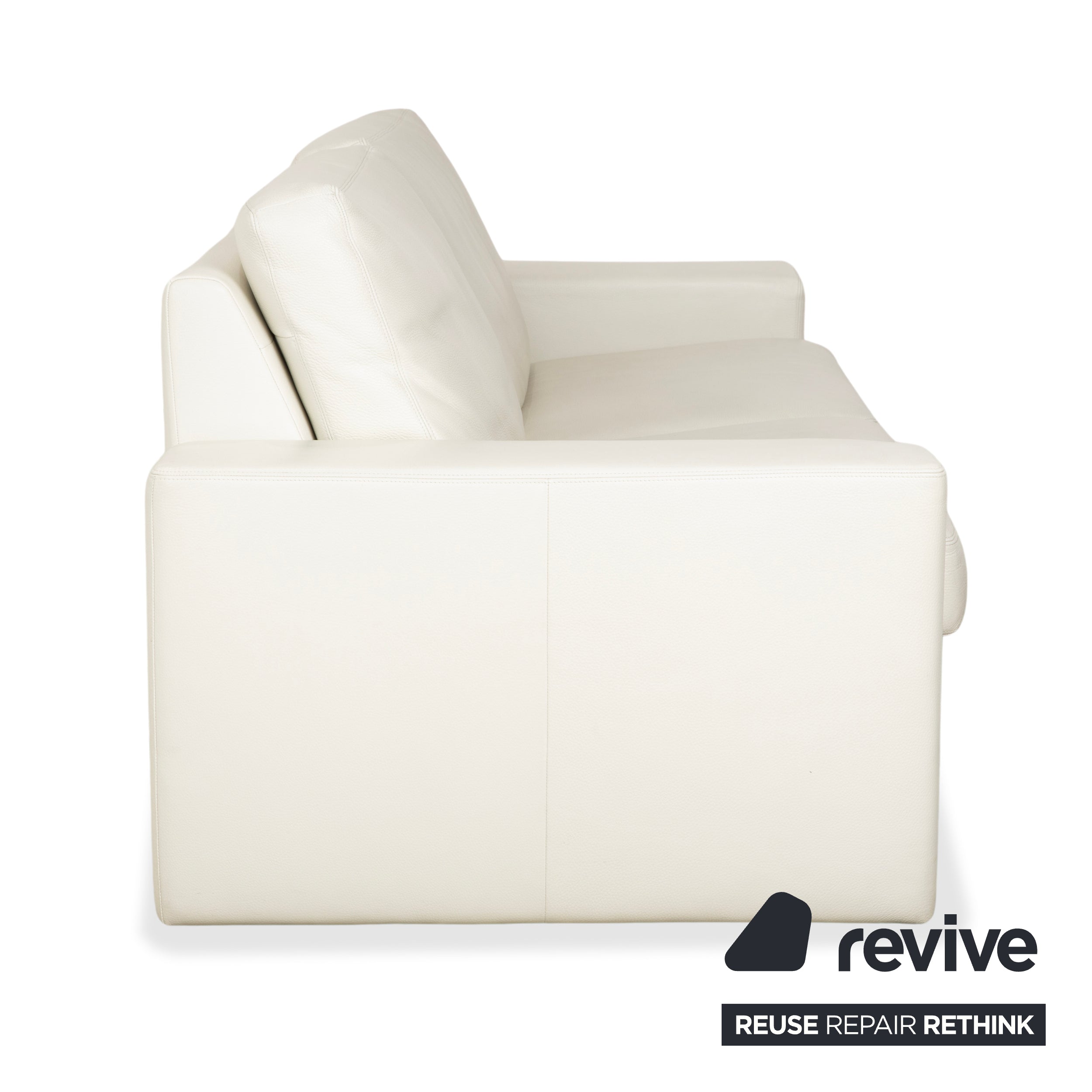Canapé trois places en cuir Erpo CL 100, blanc beige crème