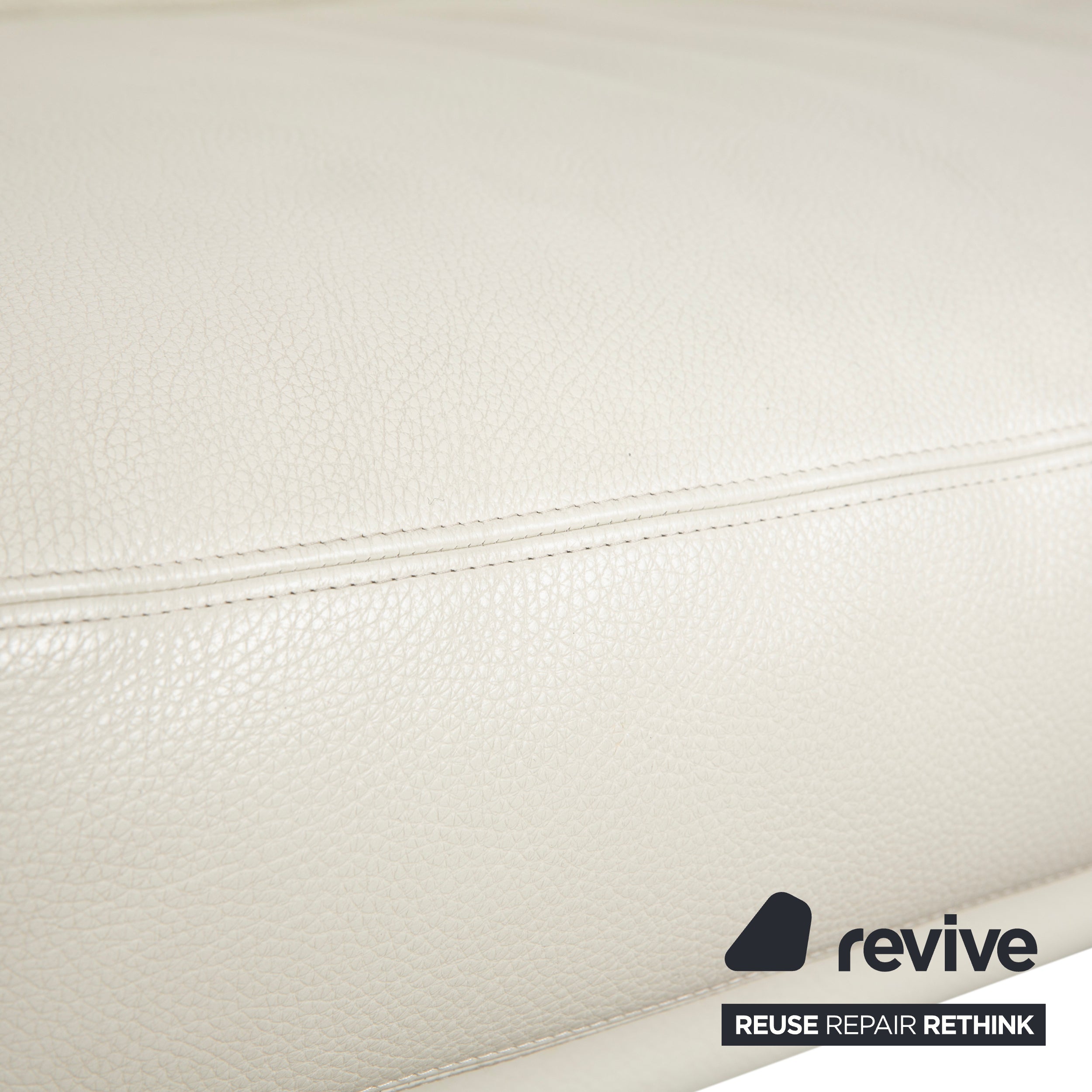 Canapé trois places en cuir Erpo CL 100, blanc beige crème