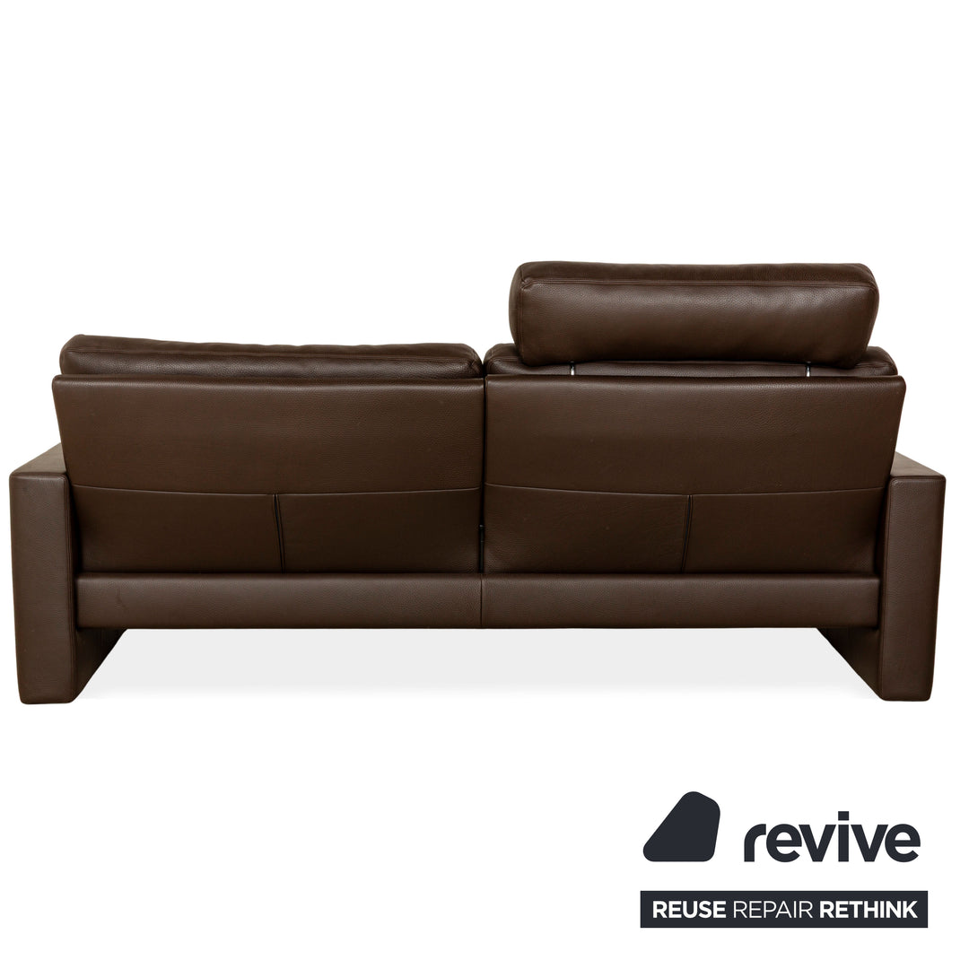 Erpo CL 100 Leder Dreistzer Braun manuelle Funktion Sofa Couch inkl. Kopfstütze