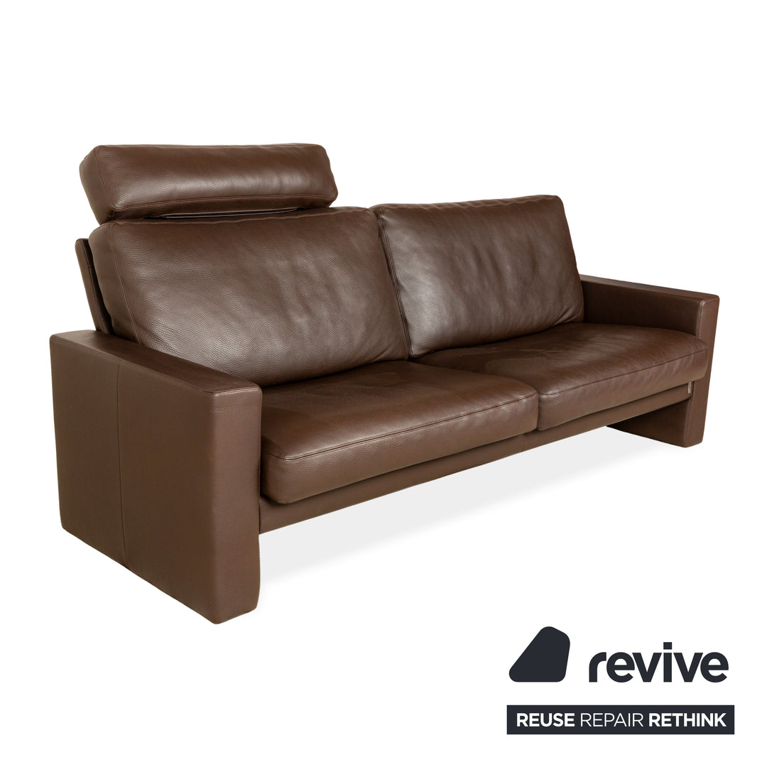 Erpo CL 100 Leder Dreistzer Braun manuelle Funktion Sofa Couch inkl. Kopfstütze