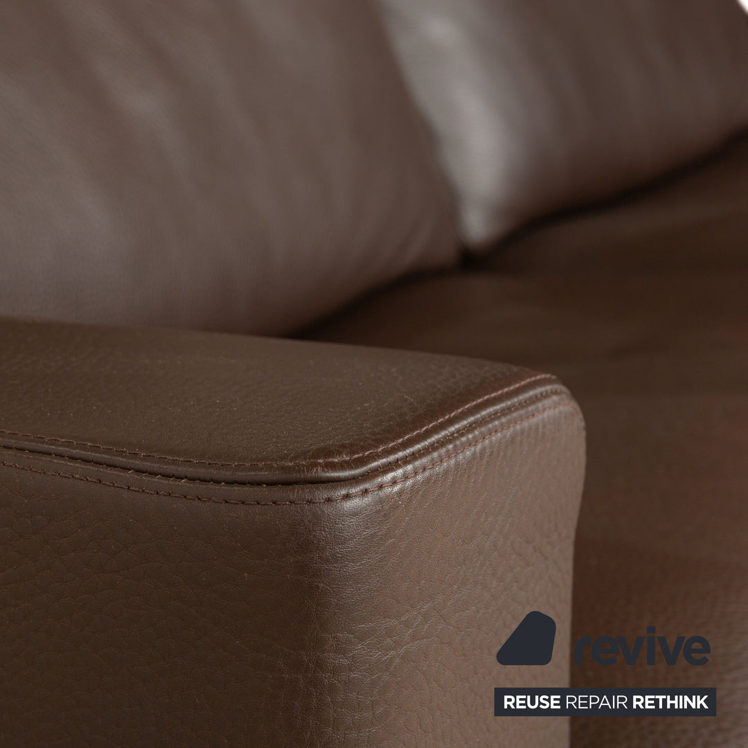 Erpo CL 100 Leder Dreistzer Braun manuelle Funktion Sofa Couch inkl. Kopfstütze