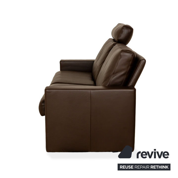 Erpo CL 100 Leder Dreistzer Braun manuelle Funktion Sofa Couch inkl. Kopfstütze