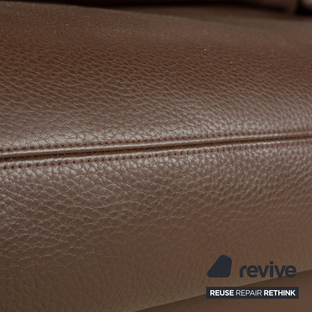 Erpo CL 100 Leder Dreistzer Braun manuelle Funktion Sofa Couch inkl. Kopfstütze