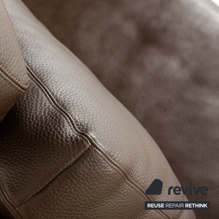 Erpo CL 100 Leder Dreistzer Braun manuelle Funktion Sofa Couch inkl. Kopfstütze