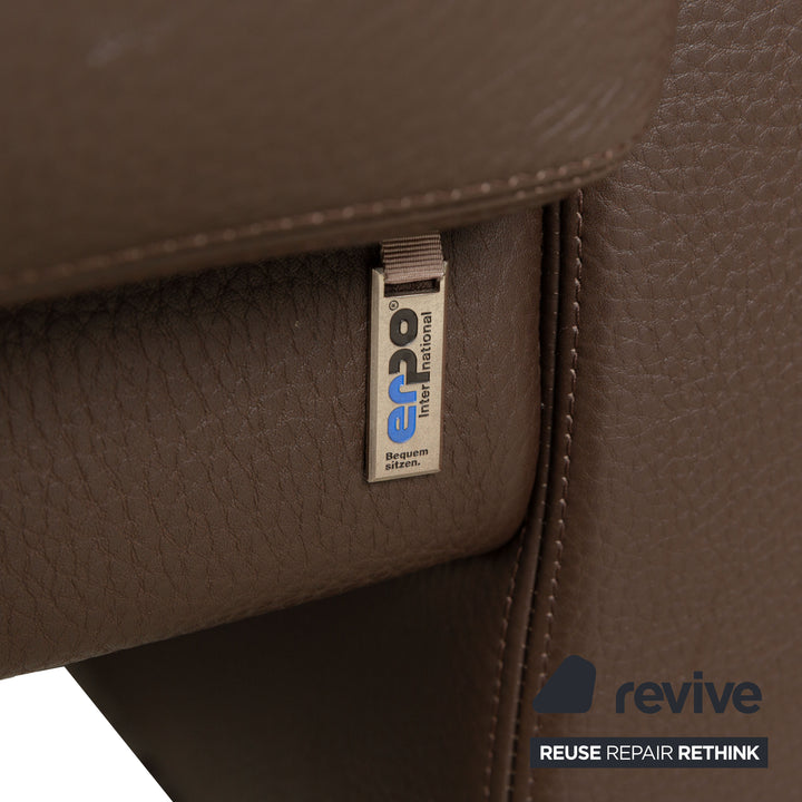 Erpo CL 100 Leder Dreistzer Braun manuelle Funktion Sofa Couch inkl. Kopfstütze