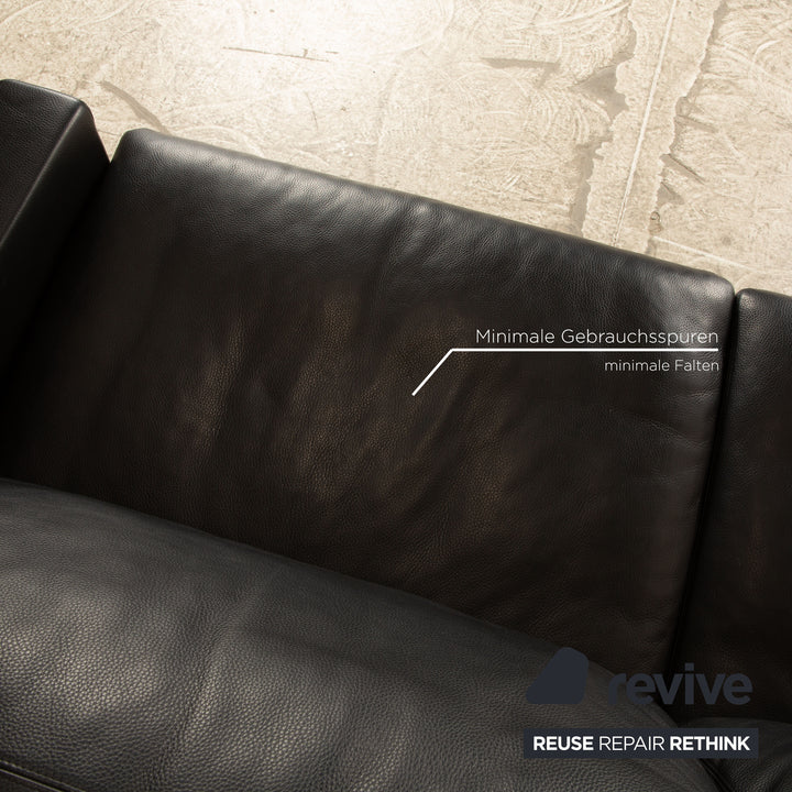 Erpo CL 100 Leder Sofa Garnitur Schwarz Sessel Dreisitzer  Couch