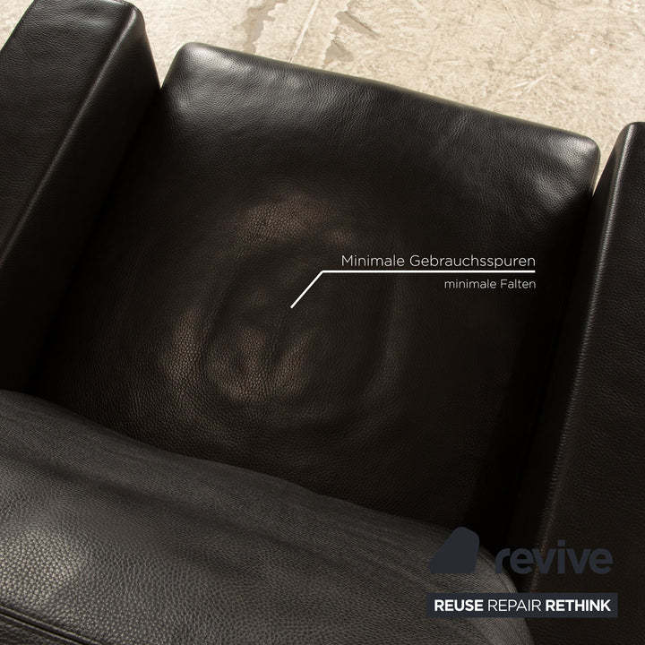 Erpo CL 100 Leder Sofa Garnitur Schwarz Sessel Dreisitzer  Couch
