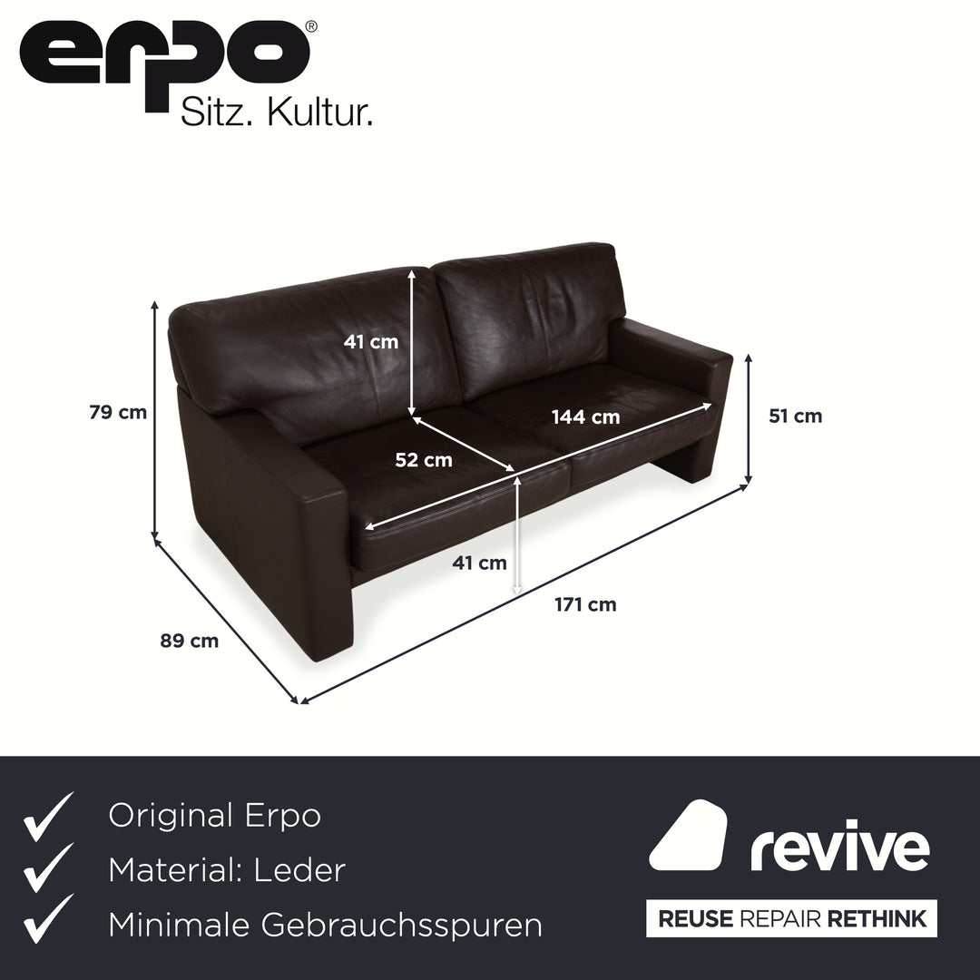 Erpo CL 100 Leather Two-Seater Brown Sofa Couch