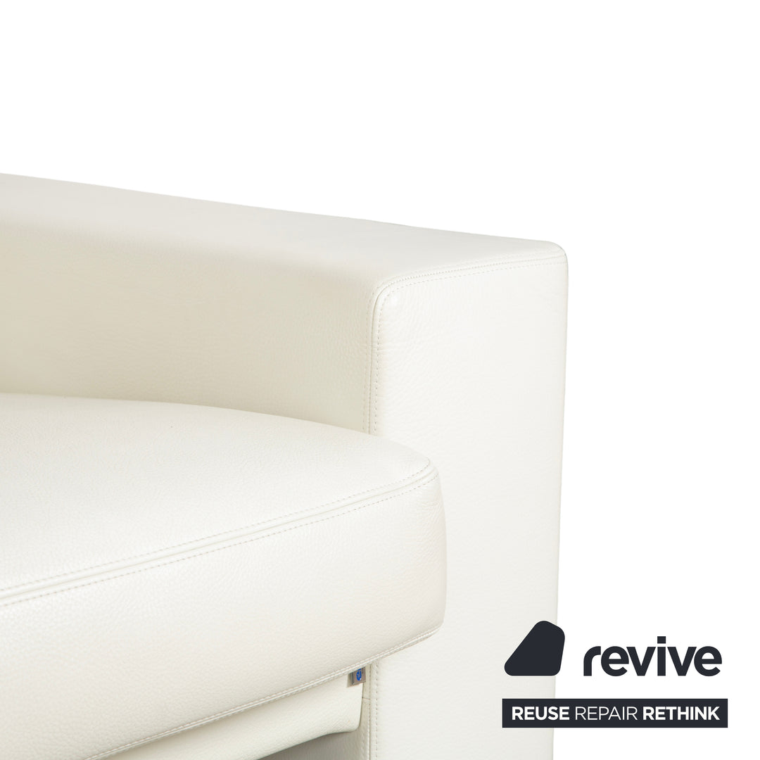 Divano a due posti Erpo CL 100 in pelle, colore bianco crema